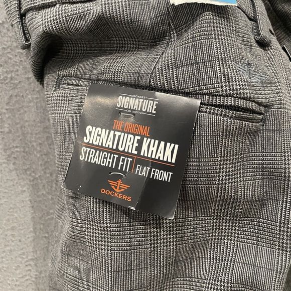 Dockers Pants Mens 36x32 Gray NWT Window Pane Check Signature Khaki Straight Fit - Picture 8 of 8